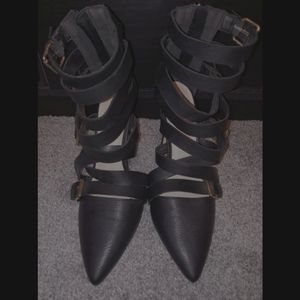 Criss Cross Black Heels